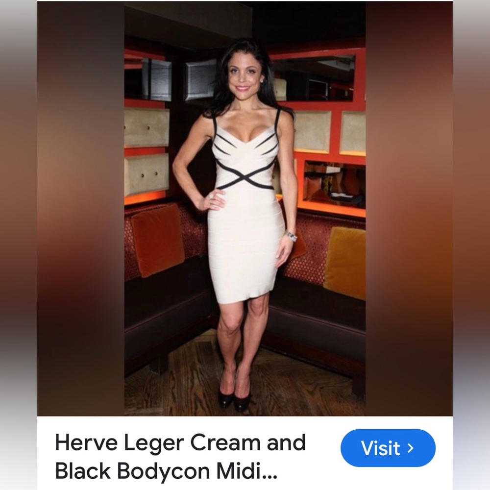 Herve Leger Beige and Black Mini Dress - Picture 1 of 12